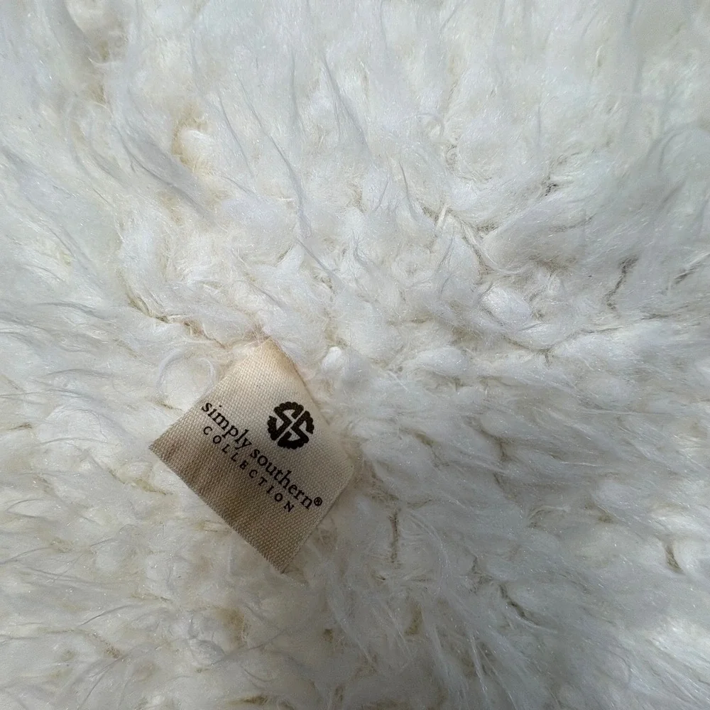 Simply Southern Reversible Sherpa Vest White‎ Fleece  Boho Womens Medium